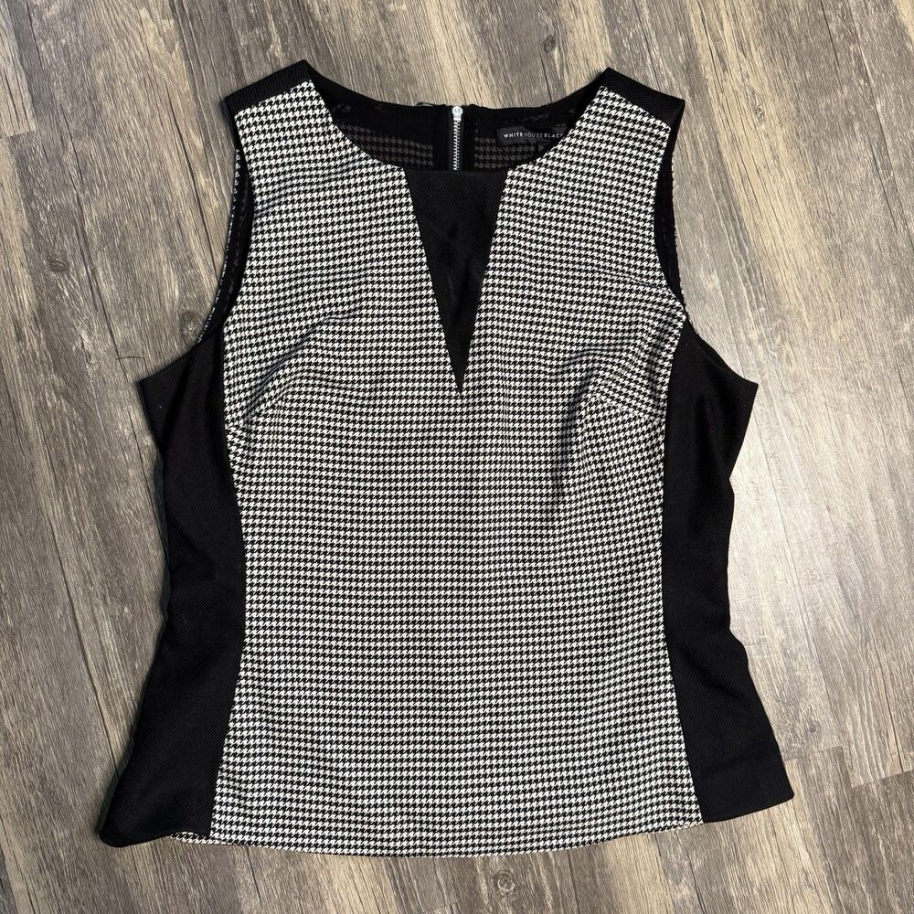 White House Black Market Women's Houndstooth Skirt Suit Set Black White Sz 6 Y2K